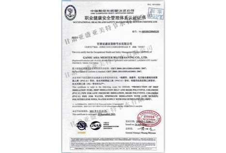 職業(yè)健康安全管理體系認(rèn)證證書